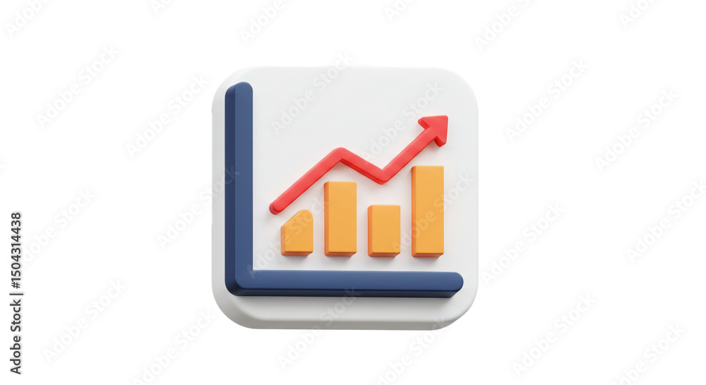 Poster captivating 3d render showcasing a financial growth graph with rising bars and a vibrant upward-poin