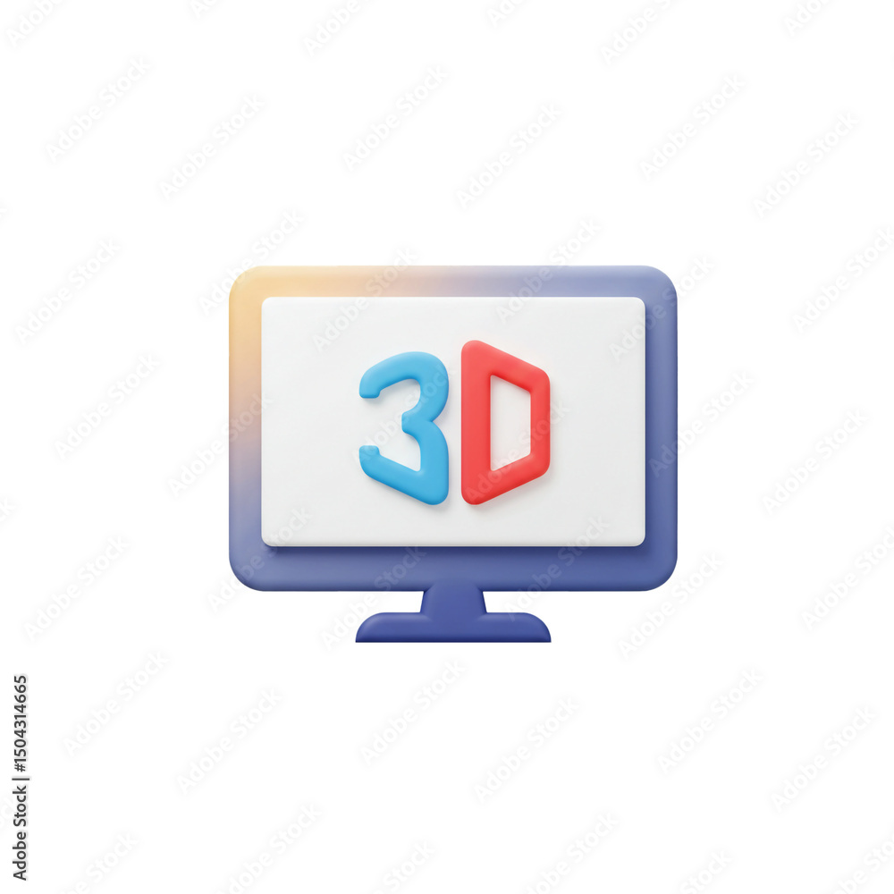 Poster captivating 3d monitor display: a striking visual representation of advanced technology and modern d