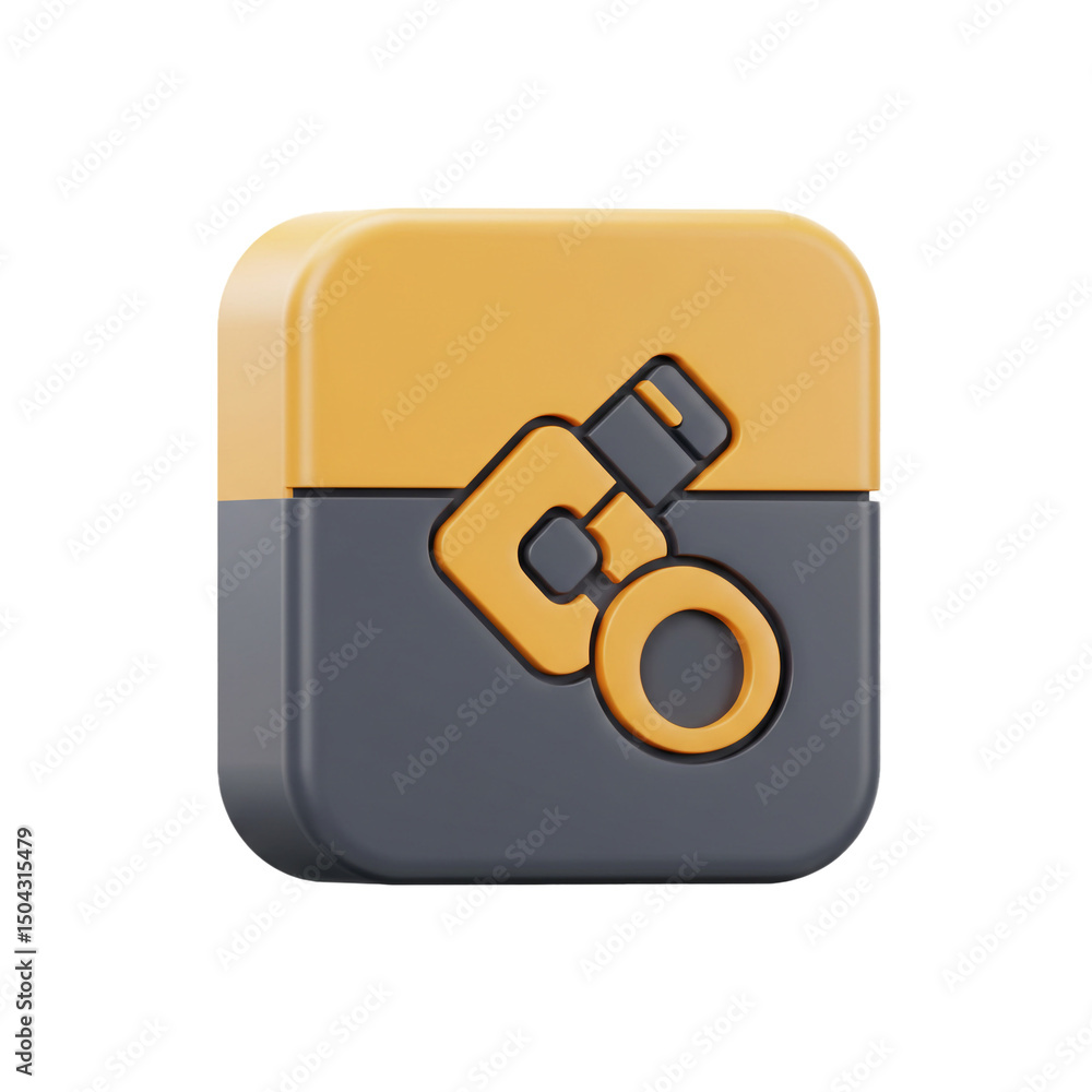Poster stylish application icon representing connection or data transfer featuring a combination of yellow 