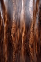 Naklejka premium Close-up showcasing the rich textures and natural patterns of hardwood, revealing grains, knots, and warm tones in a vertical orientation.