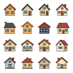 Fototapeta premium Home button icons set. Home page icon. Simple house symbols. Building icon. Vector illustration.