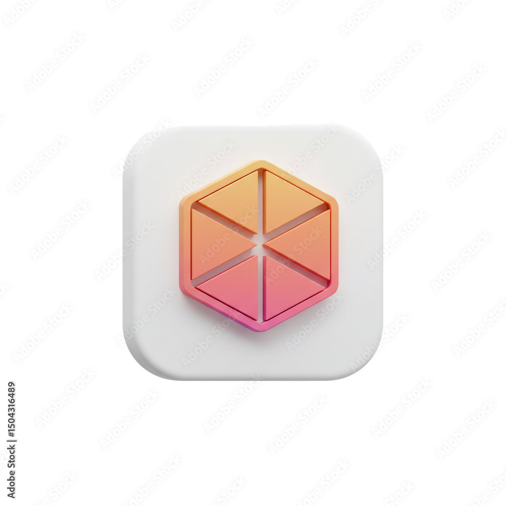Poster abstract geometric shape with gradient color scheme on rounded square, a contemporary symbol design 
