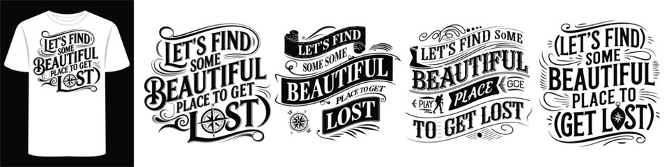 Stylish T-Shirt Design Combining Mountains, Retro Typography & Travel