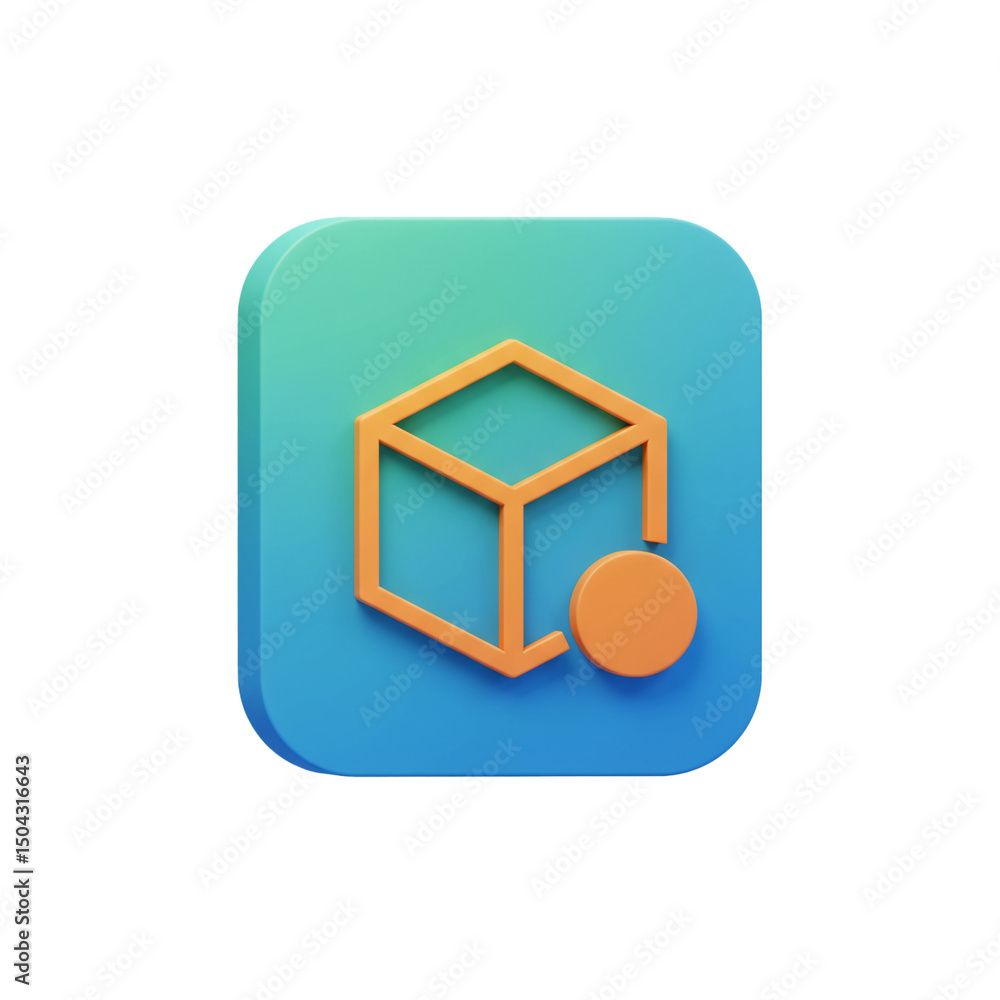 Poster 3d rendering of a stylized parcel icon on a soft gradient blue background, ideal for digital interfa