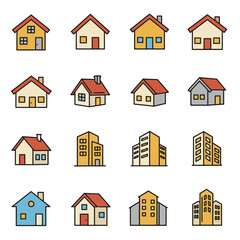 Fototapeta premium Home button icons set. Home page icon. Simple house symbols. Building icon. Vector illustration.