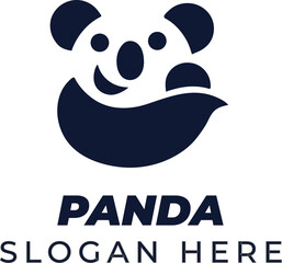 Midnight Panda – Minimalist Modern Vector in Navy Blue on Dark Elegant Background