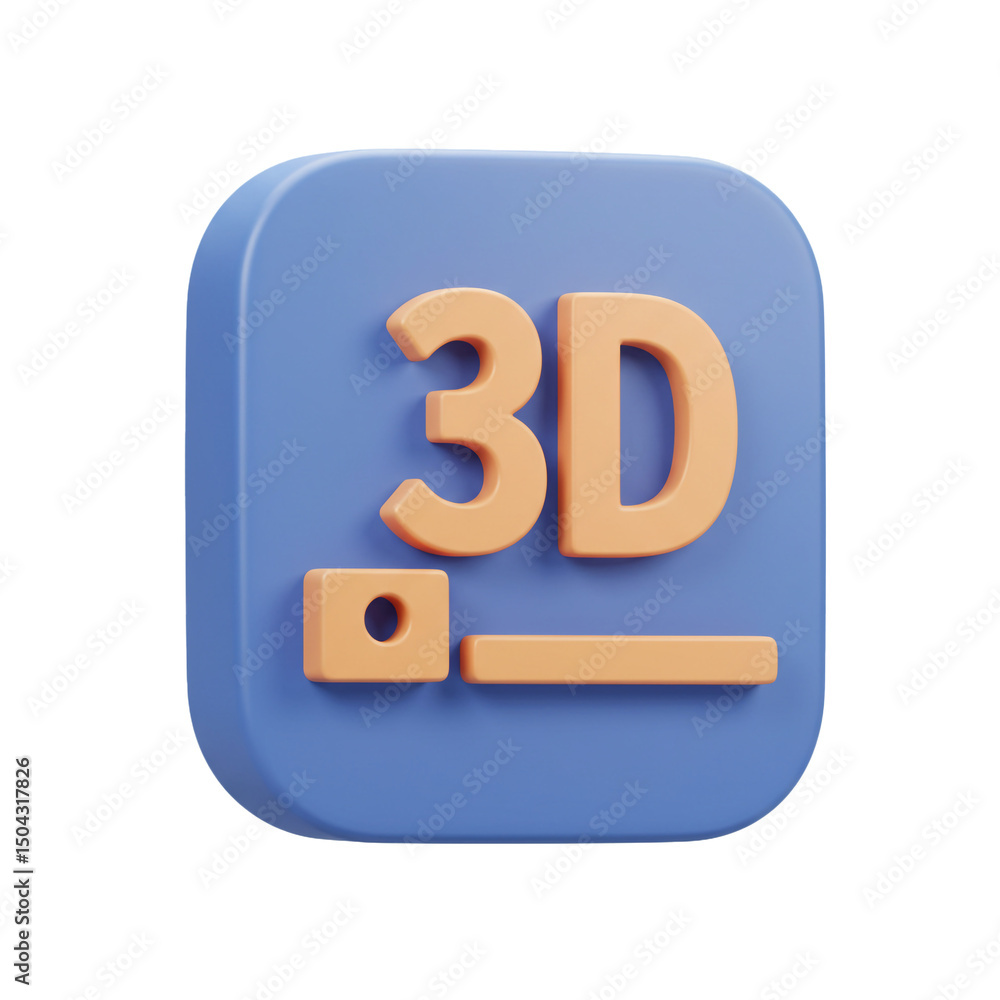 Poster dimensional interface: 3d rendering icon on blue backdrop showcasing modern design and technological