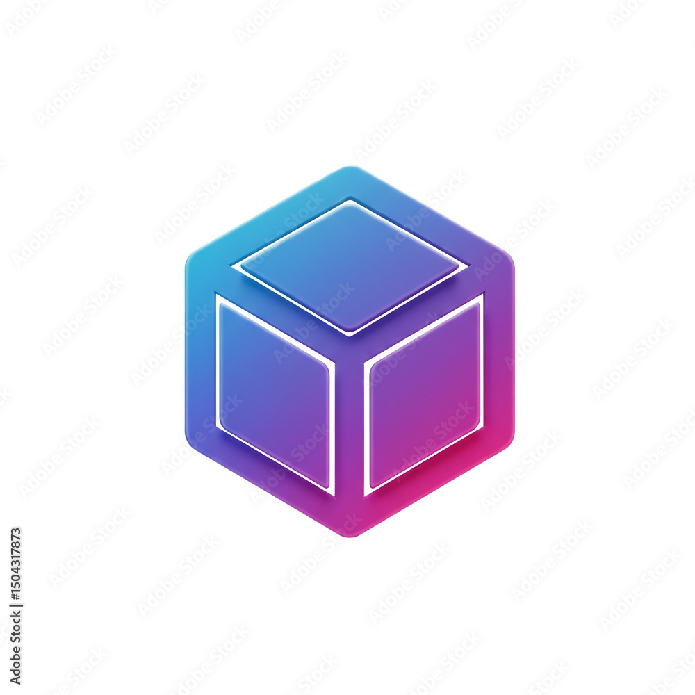 Poster modern geometric 3d cube with gradient color scheme for versatile application as icon or graphic ele