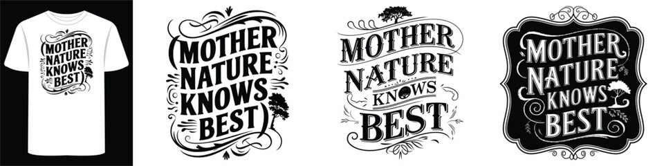 Nature-Inspired Typography T-Shirt Prints with Mountain Elements
