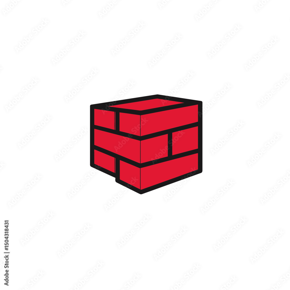 Poster red brickwork displays structure block building construction isolated graphic