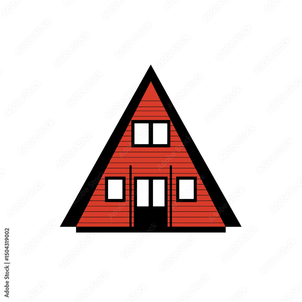 Poster cabin dwelling appears architectural in minimalist triangular style