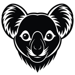 minimalist silhouette logo of koala face with soft details