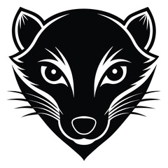 minimalist silhouette logo of mongoose face with distinctive features