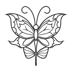 Stylized Abstract Butterfly – Intricate Black & White Vector Outline