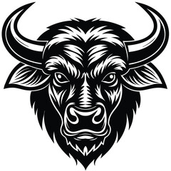silhouette logo of buffalo face with large frame