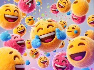 Obraz premium Joyful Emoji Party A Celebration of Happiness Positivity and Colorful Expression