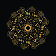 Intricate Golden Mandala Design on Black Background Ornamental Geometric Pattern and Decorative Art
