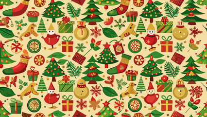 Seamless Christmas Pattern Backgrounds &ndash; Festive Icons, Trees, Gifts & Holiday Cheer
