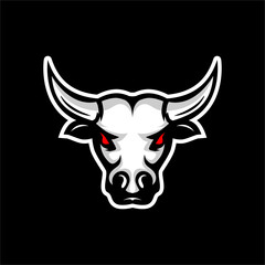 bull head logo with red eyes