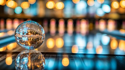 Bowling alley interior with crystal ball