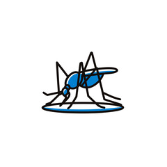 Stylized mosquito bites blue liquid surface minimal design graphic