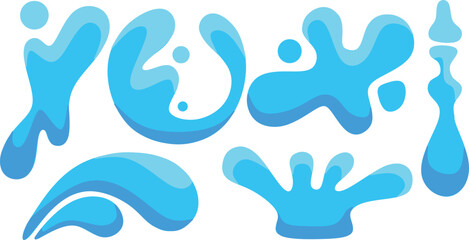 simple blue water splash set illustration	
