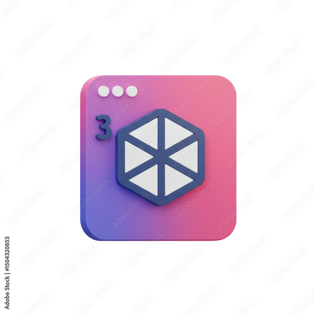 Poster abstract 3d rendered illustration featuring a stylish geometric icon on a gradient background displa