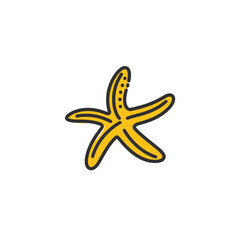 Fototapeta premium Isolated starfish floats brightly in simple white background details