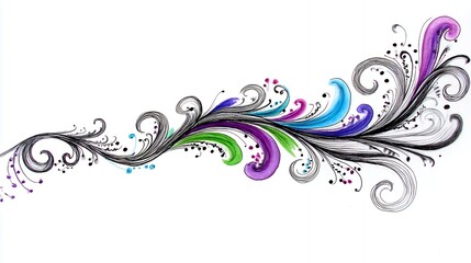 Colorful Abstract Floral Swirl Design on White Background