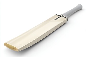 Cricket bat with white handle and smooth wooden blade for sport of cricket on white background