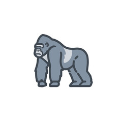 Obraz premium Gray gorilla standing drawing zoo jungle animal wildlife design