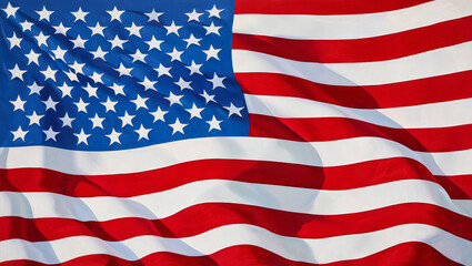 Fototapeta premium Illustration of a waving American flag with colorful stripes and stars