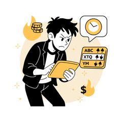 a man monitoring real-time stock data on a tablet. for trading dashboards, market apps, financial icons, and investment landing pages. in a modern Stock Market flat vector illustrations
