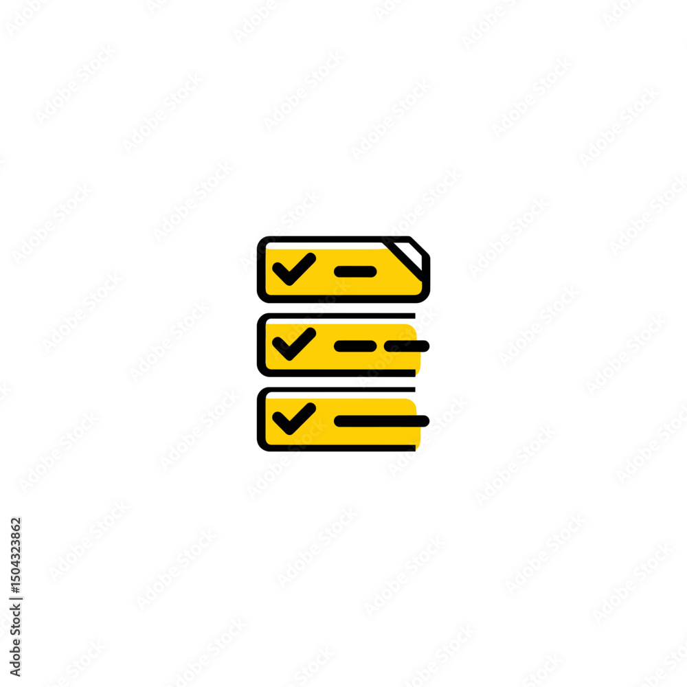 Poster yellow lists display action progress in white background