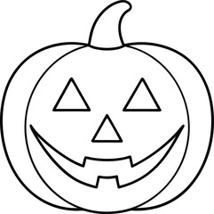 Smiling Jack-o’-Lantern Pumpkin Line Art Vector for Halloween