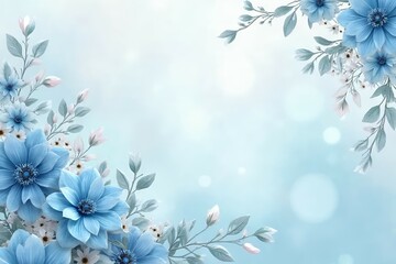 Modern wedding template with crystal blue florals. 