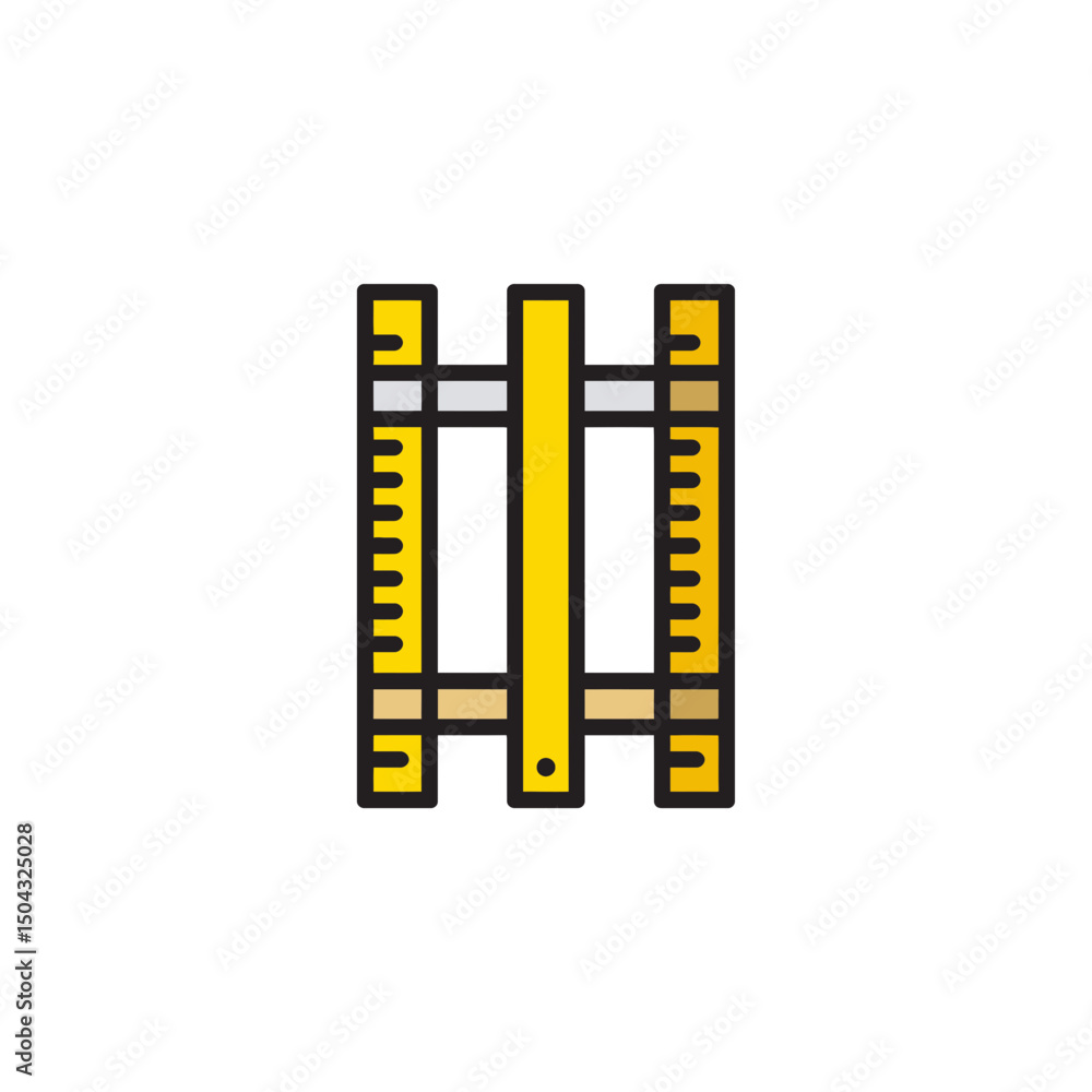 Aufkleber ruler segments form geometric shape abstract white backdrop minimal style