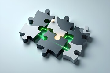 Interlocking Puzzle Pieces with Glowing Connection