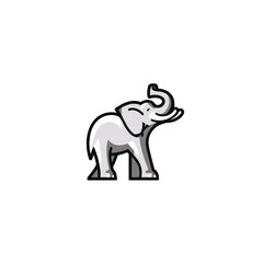 Obraz premium Cartoon elephant raising trunk isolated white background icon design