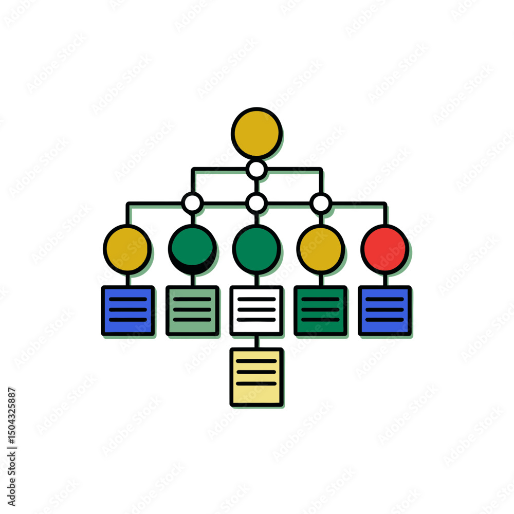 Poster colorful flowchart displays hierarchy structure organization diagram