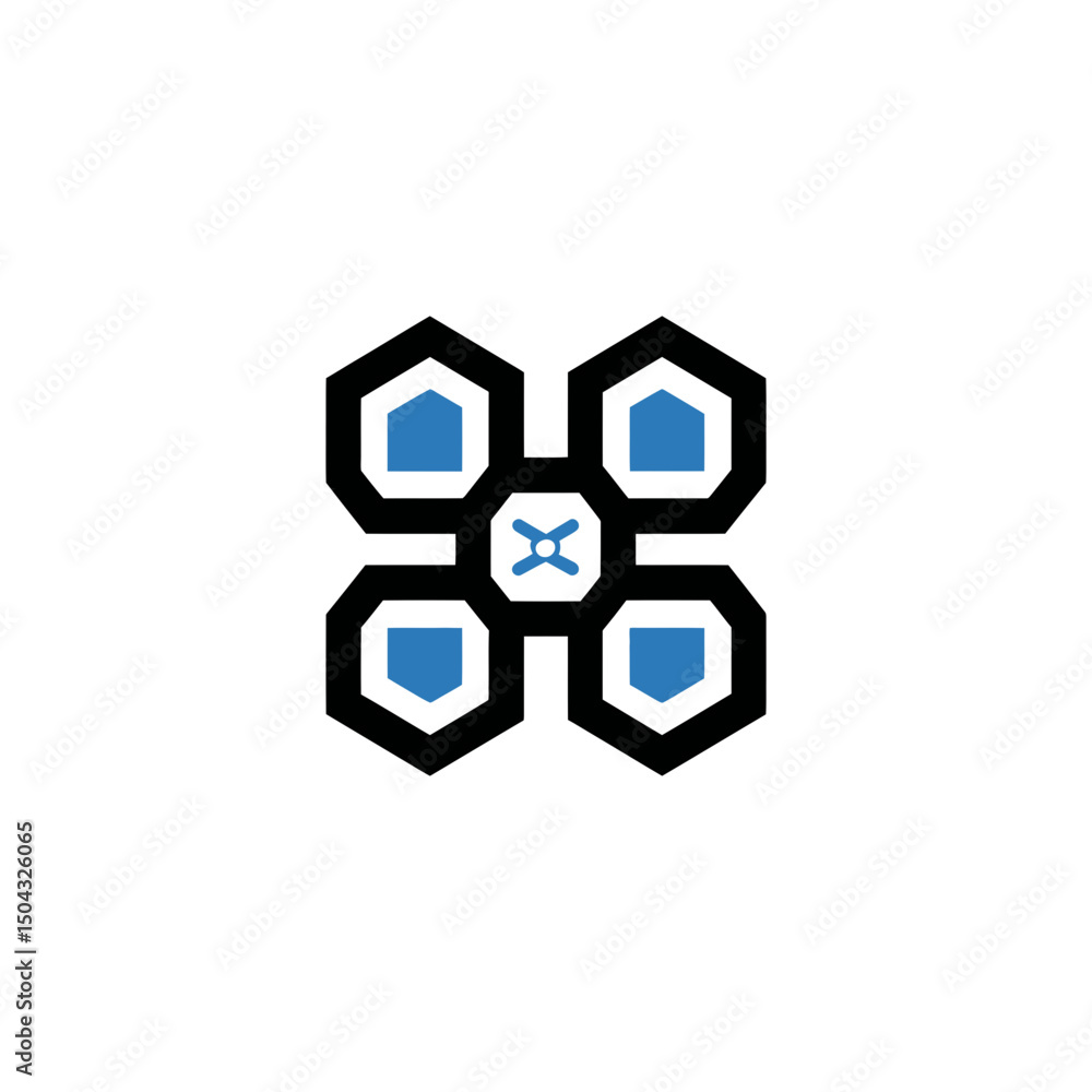 Poster geometric shape displays pattern symmetrically against white backdrop
