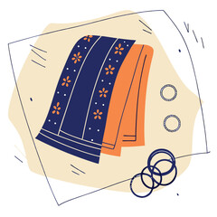 Indian Sari Vector Illustration – Traditional South Asian Clothing with Elegant Drapes and Ornamental Patterns for Fashion, Cultural, or Decorative Design