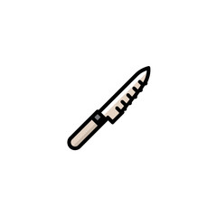 Sharp knife icon cuts against plain white background graphic tool