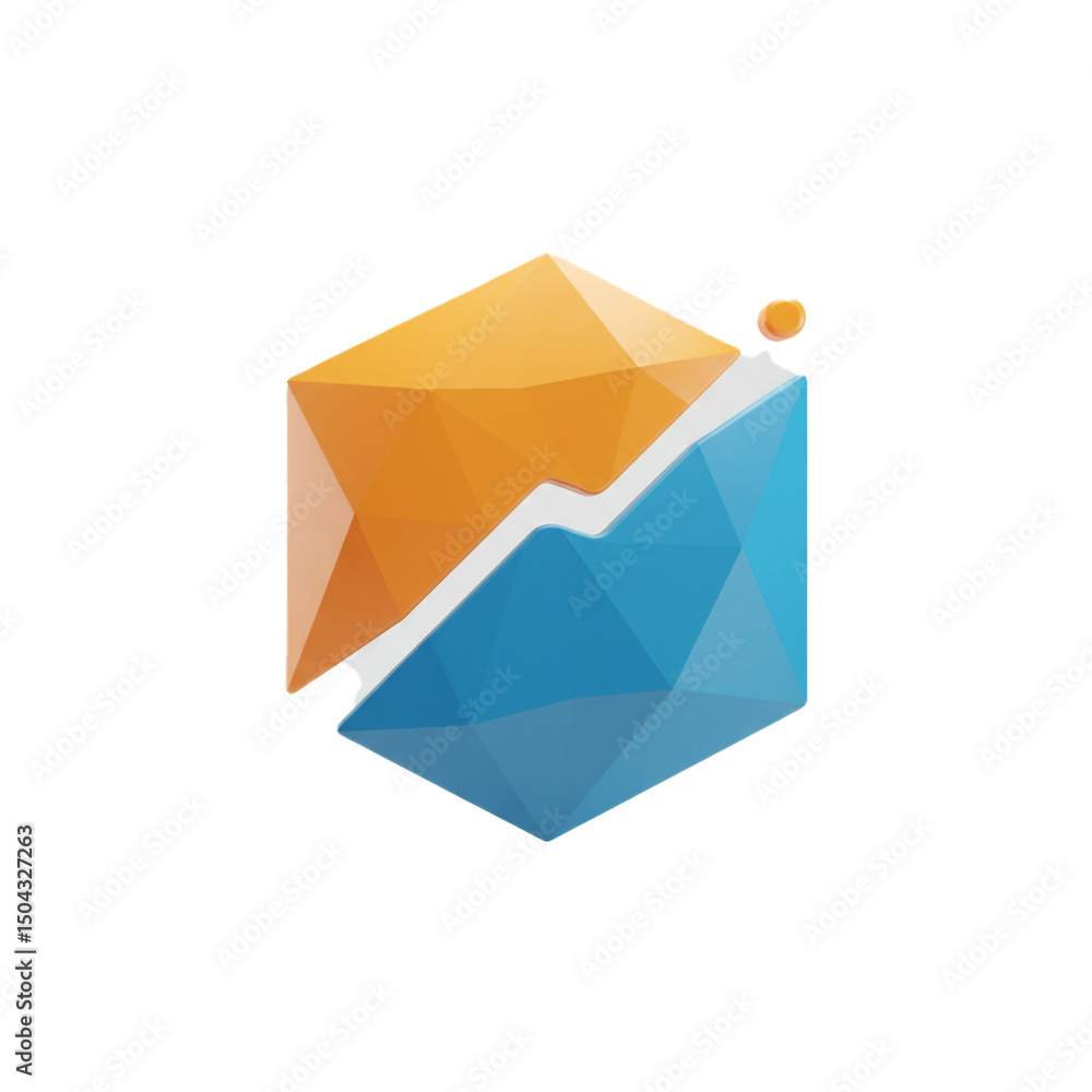 Poster abstract polygon graphic symbol with upward trend indicating financial growth and dynamic innovation