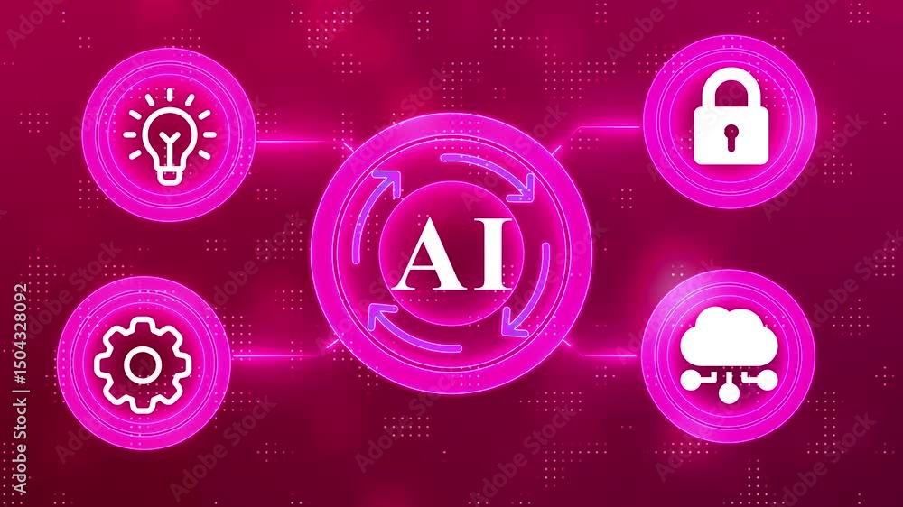 Poster ai learning and artificial intelligence concept. virtual button. internet, business, technology and 