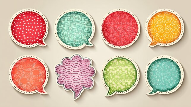 Colorful Speech Bubbles Arrange Thoughtful Conversation Pieces