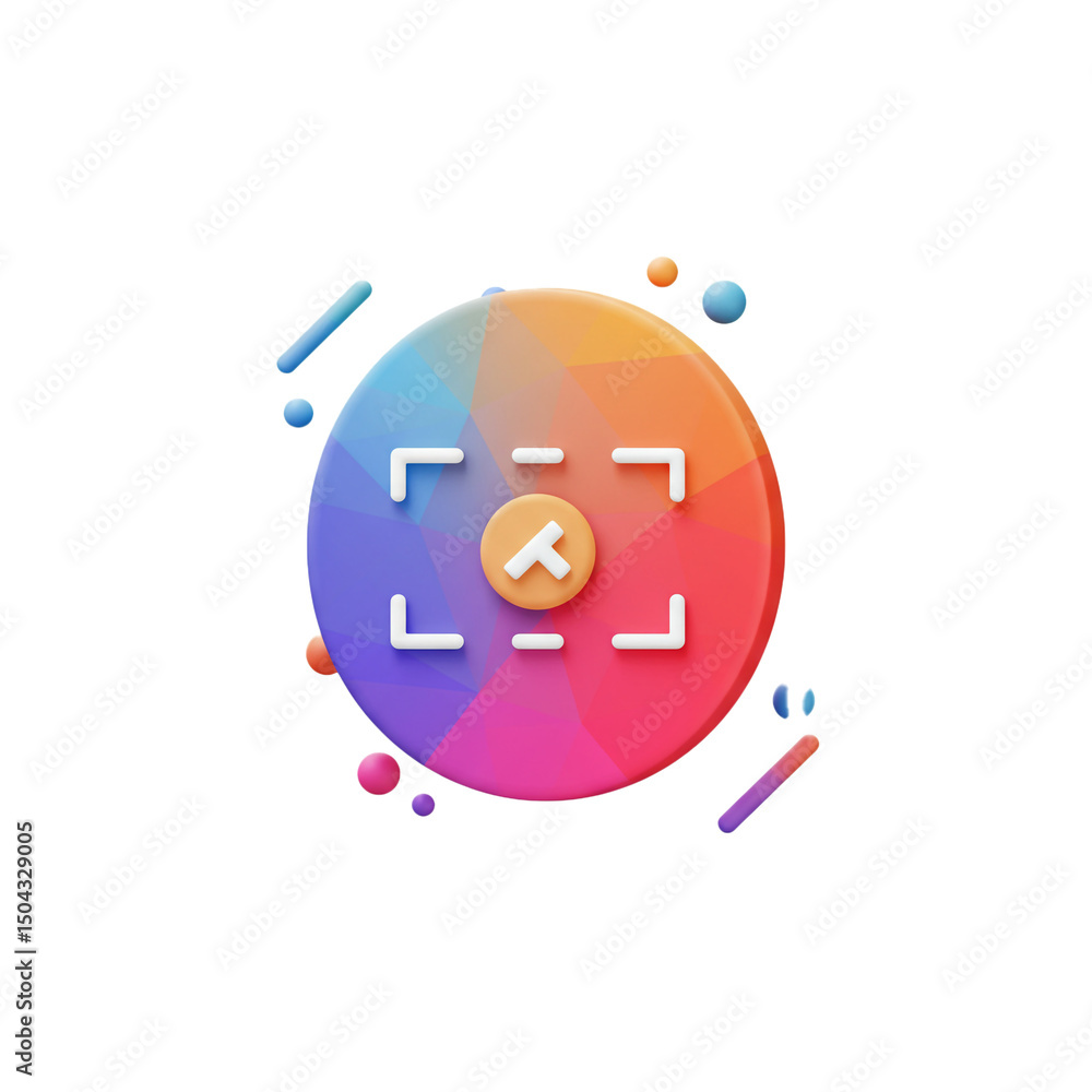 Fototapete Colorful Artistic Rendering of a Screen Capture Interface Element, Combining Abstract Forms and Gradient Shades with Sharp Lines and Subtle Accents