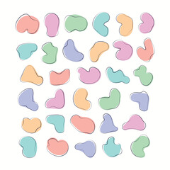 Abstract Organic Pastel Color Blob Shape Doodle Illustration Collection 