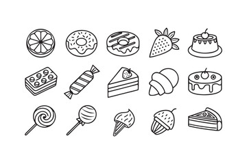 Cute Dessert and Sweets Icon Vector Set in Flat Style