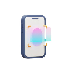 Stylized phone design showcasing face recognition authentication, mobile security technology and identity protection in a minimalist interface